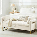 66" King Size Storage Bench for Bedroom End of Bed Benches with Storage | Bedroom Benches for Foot of Bed King with Gold Legs,2 Pillows,Storage Ottoman Bench for Bedroom,Entryway Teddy Ivory White