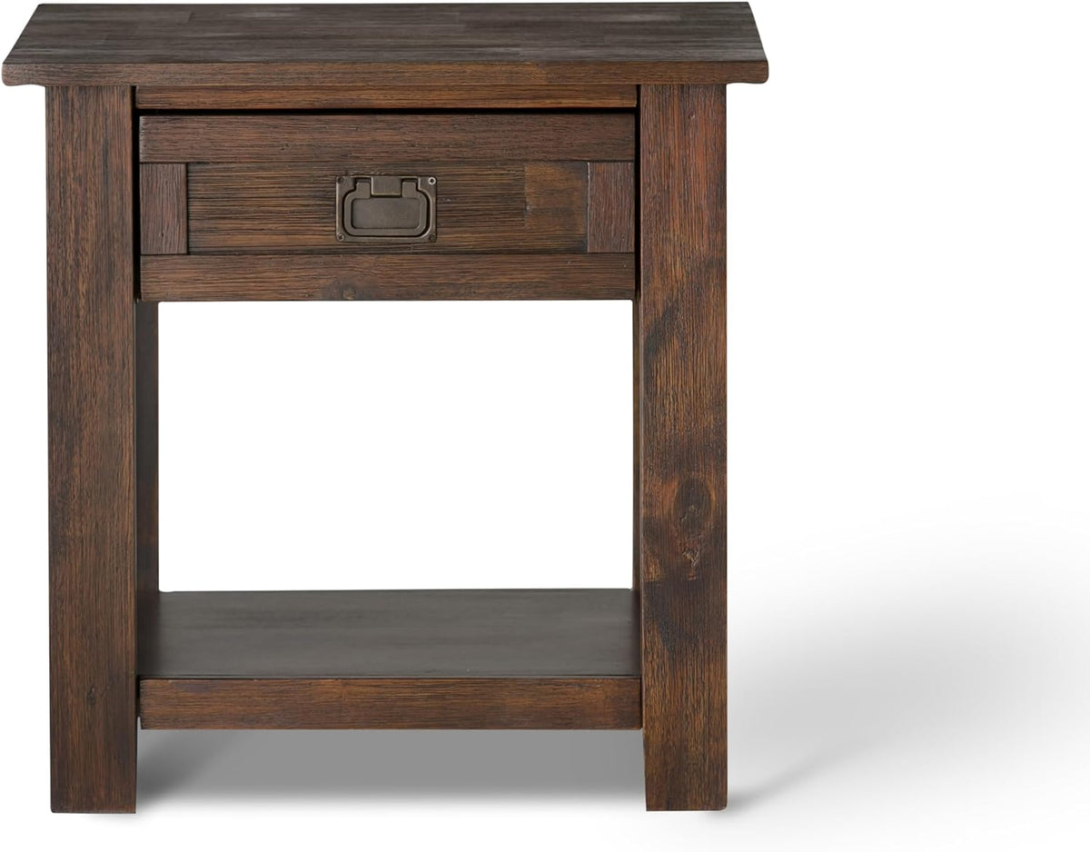 SIMPLIHOME Monroe Solid Acacia 22 inch Wide Square Rustic End Tables in Distressed Charcoal Brown for the Living Room and Bedroom (Set of 2)