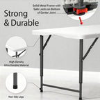 4 Feet Folding Table Adjustable Height with Carry Handle, Steel Legs | Heavy Duty | Lightweight Portable | Perfect for Party, Dining, Wedding, Events, Picnic Indoor, Outdoor, Camping, Utility-10P