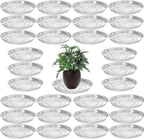 30 Packs 8" Clear Plant Saucers for Indoor Outdoor Use Heavy Duty Plastic Plant Trays for Planter Bulk Flower Pot Drip Trays to Catch Water, 4 to 20 Inch, Round Transparent