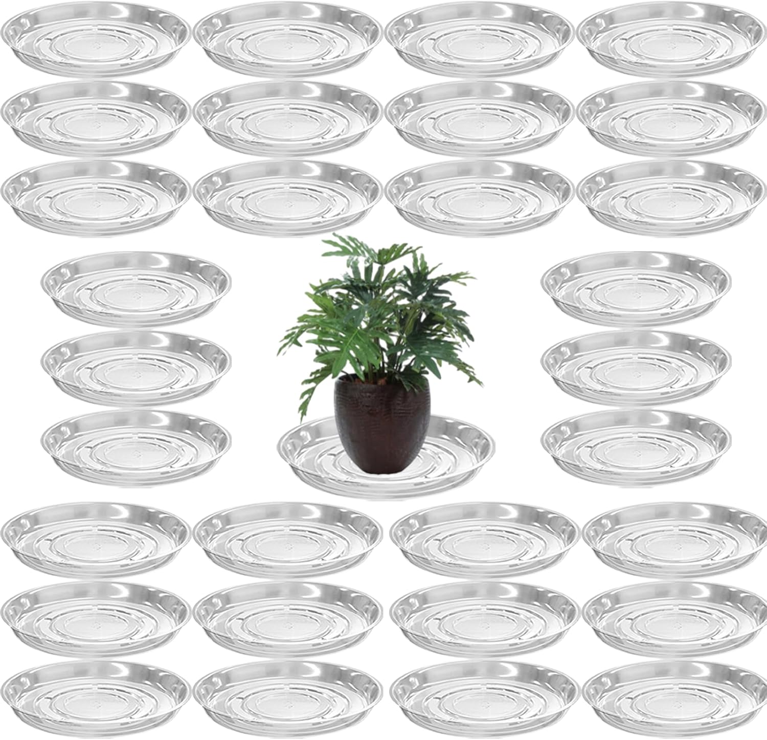 30 Packs 8" Clear Plant Saucers for Indoor Outdoor Use Heavy Duty Plastic Plant Trays for Planter Bulk Flower Pot Drip Trays to Catch Water, 4 to 20 Inch, Round Transparent