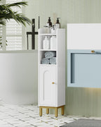 Hzuaneri Bathroom Storage Cabinet, Small Corner Floor Cabinet | Narrow Toilet Paper Holder, Bathroom Organizer with Adjustable Shelf, 2 Doors, for Small Spaces, White BC08203X