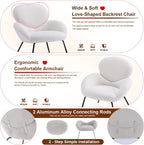 Accent Chair, Accent Chair for Bedroom, Boucle Chair (Cream Whtie) | Comfy Bedroom Chair with Love Back and Sturdy And Durable Solid-Wood Frame/ Study Room / Bedroom / Living Room /(Cream Style)