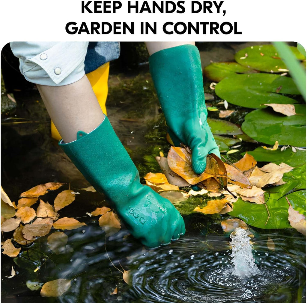 Vgo... Extra Long Gardening Gloves,Double-layer,Waterproof,Slip-Resistant,Chemical-Resistant Glove for Gardening,Outdoor Work(TP1117)
