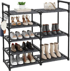 Black Tubes Closet Shoe Rack, 5 Tier Oxford Fabric Shelf, Easy Assembly, Sturdy and Durable, Holds Up to 30 lbs
