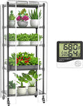 Mini 5-Tier Greenhouse for Indoor Outdoor, 23.2" L×13.4" W×61.4" H Portable Greenhouse with Clear PVC Cover and Metal Shelf for Growing Vegetables, Flowers and Seedlings, with Wheels