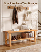 Amada 43 Inch Solid Pine Wood Bench, Entryway Bench with Shoe Storage Shelf, Farmhouse Indoor End of Bed Bench, Rustic Bench for Hallway, Bedroom, Living Room, Dining Room
