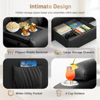 RV Reclining Sofa, Home Theater Seating Loveseat Couch with Massage | Reclining Loveseat with USB, Wall Hugger RV Couch Movie Theater Chairs, RV Furniture with Cup Holders, Drawer for Gaming Room