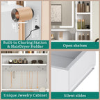 YITAHOME 59" Vanity Desk with Mirror & Lights | Makeup Vanity Table with Power Outlet, 3 Lighting Modes
