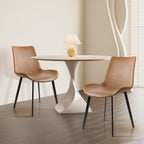 Dining Chairs Set of 2, Modern PU Leather Dining Room Chair with Sturdy Metal Legs, Upholstered Faux Leather Cushion Seat Dinner Chairs Accent Side Chairs for Indoor Kitchen Living Room,Brown