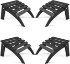 FOOWIN Folding Adirondack Ottoman Set of 4, HDPE All Weather Adirondack Footrests, Ottoman for Adirondack Chair,Patio Footstool for Outside Easy Storage,for Patio, Backyard, Porch, Garden, Black