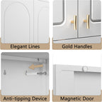 32" Wall Metal Storage Cabinet with Doors & Gold Handle | Adjustable Shelf, Sturdy Cold Rolled Steel, Hanging Storage, Bathroom, Pantry, Kitchen, 2 Doors, Tools Included, Space-Saving