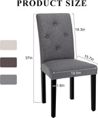 VECELO Upholstered Dining Chairs Set of 6, Modern Fabric and Solid Wood Legs &High Back for Kitchen/Living Room- Dark Gray