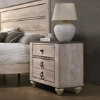 Contemporary Patched Top 3-Drawer Nightstand, Antique Brown ﻿,for Small Spaces