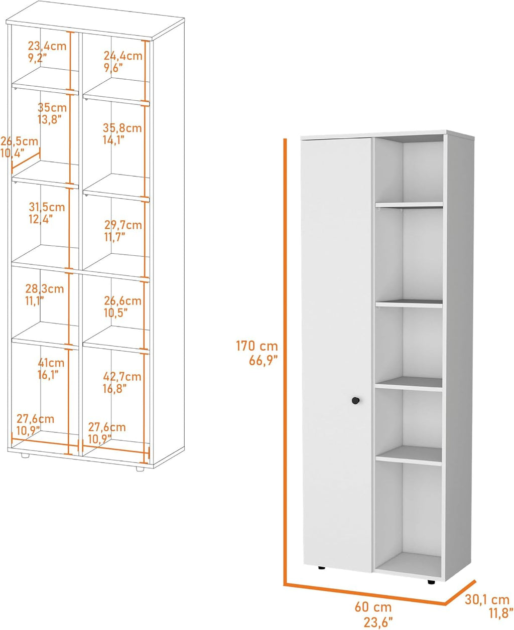 White 1 Door Kitchen Pantry