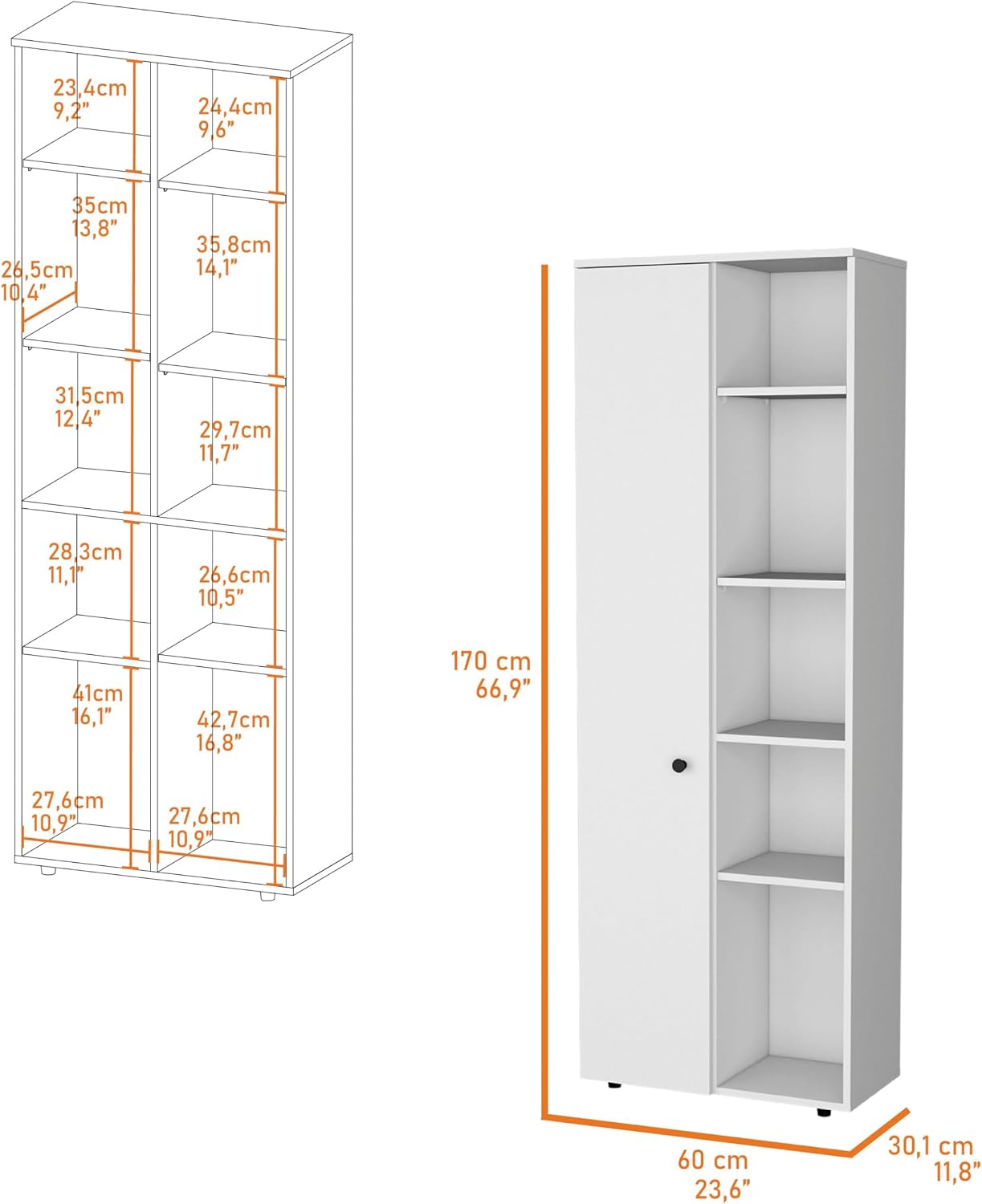 White 1 Door Kitchen Pantry