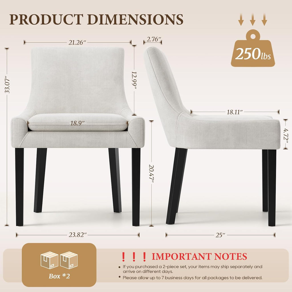 COLAMY Modern Dining Room Chairs Set of 4 with Mid Back and Wood Legs, Upholstered Kitchen Chairs for Dining Room/Living Room, Beige