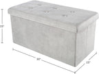 Storage Ottoman - Velvet Tufted Footrest, Linen Chest, or Bench Organizer with Removable Lid for Bedroom, Dorm Room, or Entryway by Lavish Home (Gray)