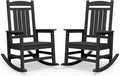 SERWALL Oversized HDPE Outdoor Rocking Chair Set of 2, Patio Rocking Chairs, All-Weather Porch Rockers for Adults, Black