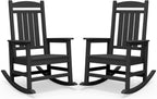 SERWALL Oversized HDPE Outdoor Rocking Chair Set of 2, Patio Rocking Chairs, All-Weather Porch Rockers for Adults, Black