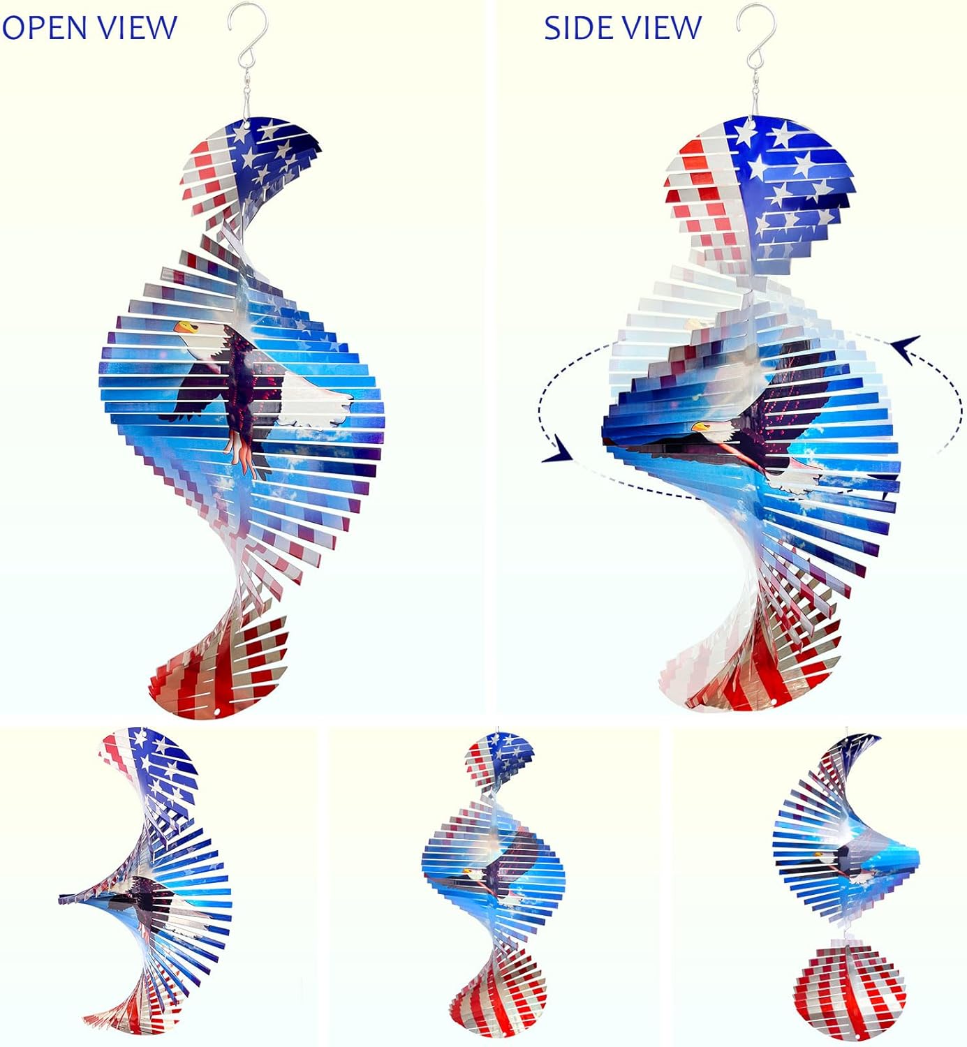 Wind Spinners Outdoor Creates a Soaring Eagle Effect, 3D American Flag Eagle Wind Spinner Hanging Independence Day/Memorial Day Decorations,Gifts for Men/Women,15in Garden Decor,Yard Art