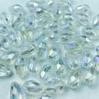 50pcs 10x15mm Teardrop Crystal Glass Beads Vertical Hole Faceted Glass Teardrop Spacer Beads for Bracelets Necklace Earring DIY Jewelry Making Craft(Transparent AB)