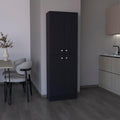 Kitchen Pantry 71" H, 4 Doors, 5 Adjustable Shelves, Laundry, Black