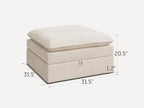 HONBAY Corduroy Ottoman, 31.5 Inch Square Ottoman Bench with Storage for Living Room, Beige