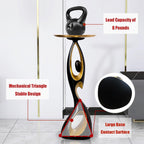 Modern Side Table with Metal Top,Resin End Table with Art Base,Round Bedside Table Coffee Table, Minimalist Accent Table,Small Space Drinking Table for Living Room Bedroom