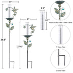 Rain Gauge Outdoor Decorative Hummingbird 7" Metal Rain Gauges Glass Tube | for Yard Garden,Pathway, Patio Freeze Proof Height Adjustable, Metal Water Gauge for Rain