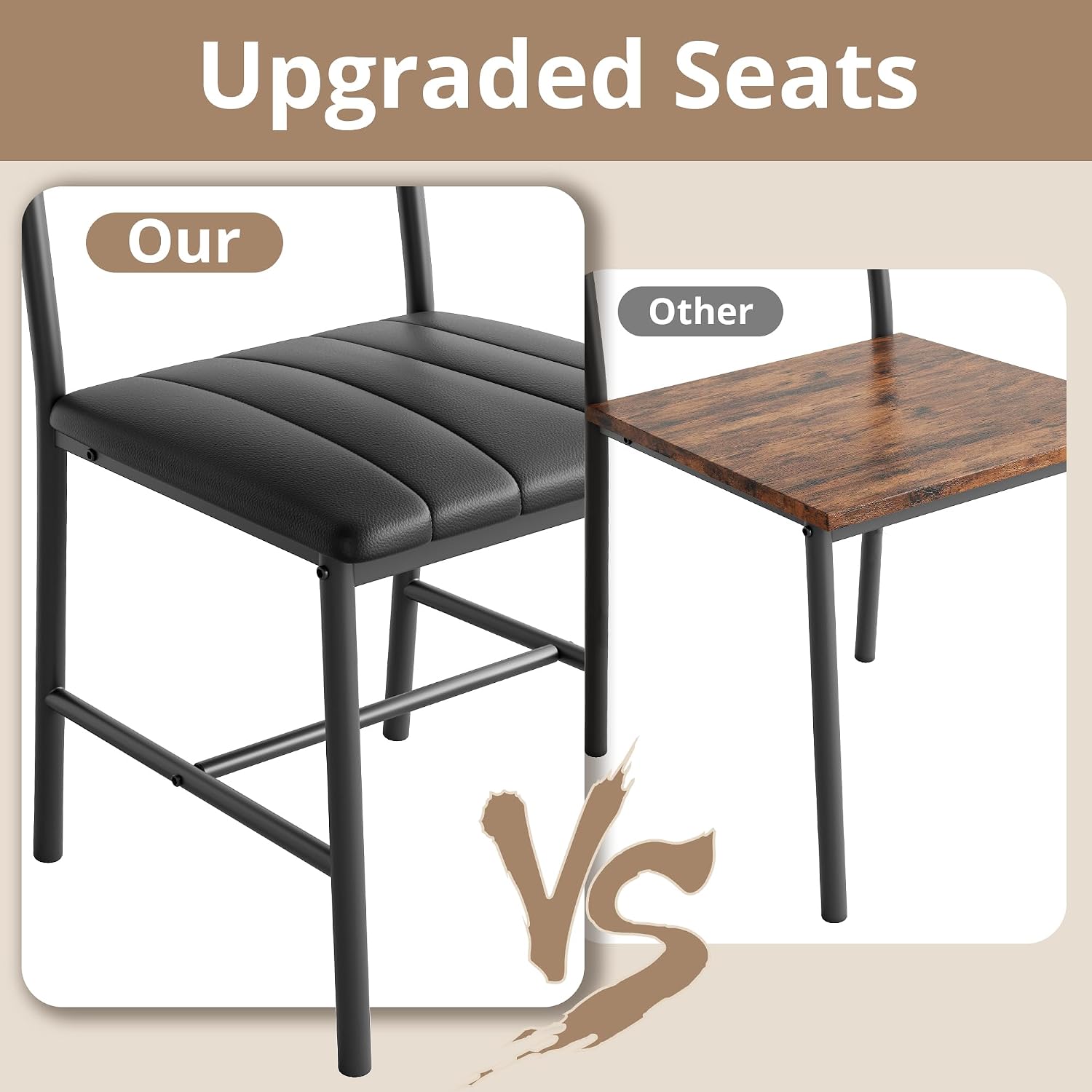 IRONCK Dining Table Set for 4, Kitchen Table and Chairs Set, Rustic Brown | Kitchen Table with Upholstered Bench and 2 Chairs for Small Space, Apartment