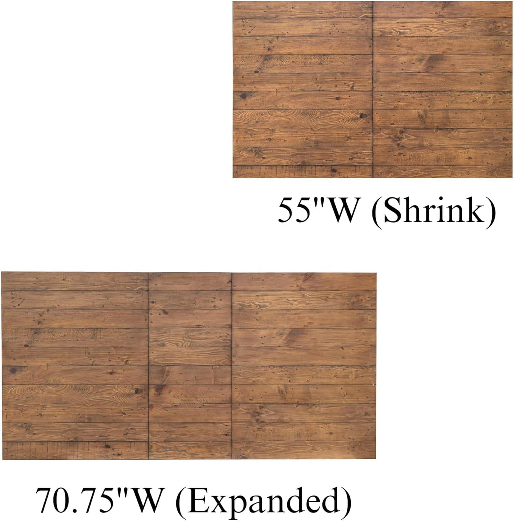 55-70.5" Extendable Dining Table Pine Expandable Dining Room Table for 4 6 8 People Large Rectangle Table Space Saving for Dining Room Living Room Home Office，Walnut
