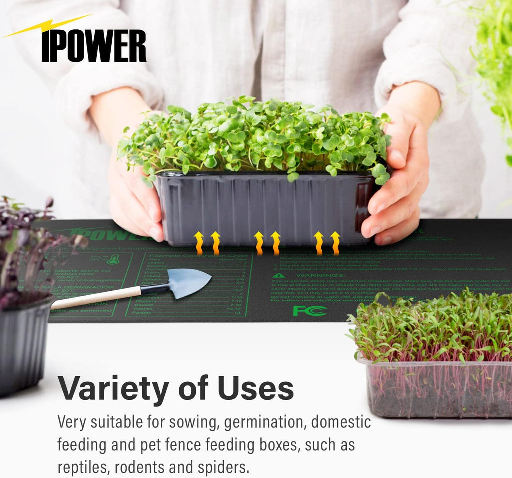 iPower GLHTMTPROLX2 2 Pack Upgraded Carbon Film 48" x 20.75" Seedling Heat Mat Durable Waterproof Indoor Warm Hydroponic Plant Germination Starting Pad