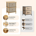 Apicizon Nightstand with 2 Storage Drawers, Boho Side Table with Solid Wood Legs, End Table for Small Spaces, Bedroom, Living Room, Entryway, Natural