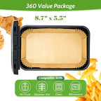 360 Pcs 8.7" x 5.5" Unbleached Heavy Duty Air Fryer Paper Liners Disposable, Non-Stick & Non-Leak Parchment Paper Liners for Airfryer Basket, Deep Fryer Parts & Accessories