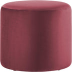 Studio Living® 19” Wentworth Ottoman Round Soft Velvet Bench, Stationary Ottomans, Backless Chair, Footrest for Living Room, Footstool Office, Bedroom, Padded Seat, Plum