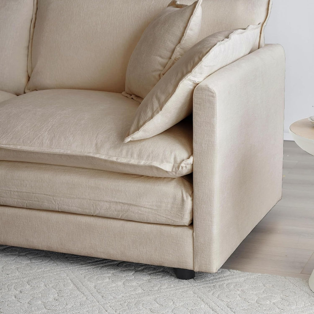 Fabric Ottomans Footrest to Combine with 2 Seater Sofa, 3 Seater Sofa and 4 Seater Sofa, Beige