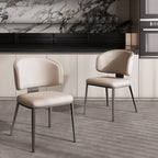 Dining Chairs Set of 2, Faux Leather Dining Chairs, Light Gray