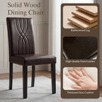 LSSBOUGHT Modern Dining Chair Set of 6,Urban Style Leather Kicthen Chairs with Solid Wood Legs for Dining Room and Restaurant (Brown-Quilted backrest)