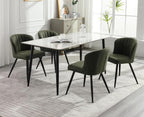 EALSON Modern Dining Chairs Set of 6, Upholstered Green Faux Leather Seater with Curved Shell Backs and Metal Legs, Armless Side Chair, for Dining Room/Kitchen/Restaurant Use