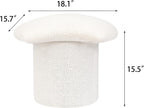 Homebeez Teddy Velvet Modern Round Ottoman, Small Footstool with Padded Seat, Upholstered Vanity Foot Rest Stool Chair for Entryway, Living Room, Bedroom, White