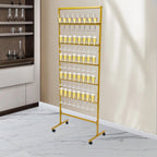 Champagne Wall Holder for Party, 5 Layer Movable Champagne Flute Holder Display Hold 40 Glasses, Metal Champagne Wall Stand, Drink Wall for Wedding, Bar Decor (Gold)