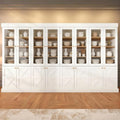 Vyre 71" Tall Farmhouse Kitchen Pantry, Set of 4 Large Storage Cabinets with Glass Doors, Adjustable Shelves, Wood Versatile Hutch Cabinet for Living Room, White