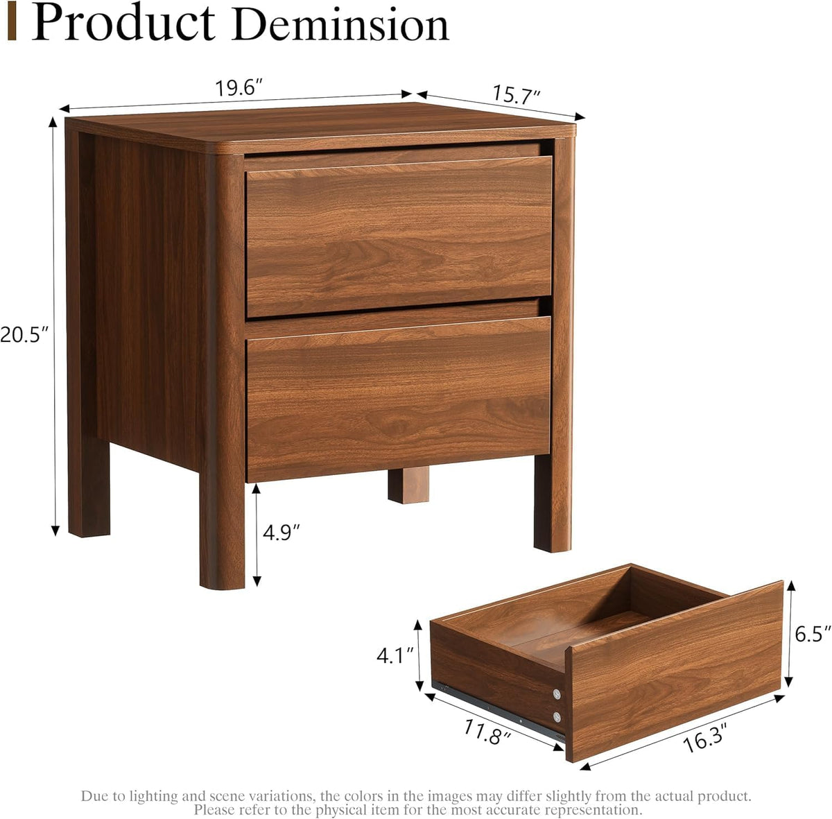 Furniway Mid Century Living Room Table Set of 4, Coffee Table, TV Stand and 2 End Tables with Sliding Door Storage, Walnut
