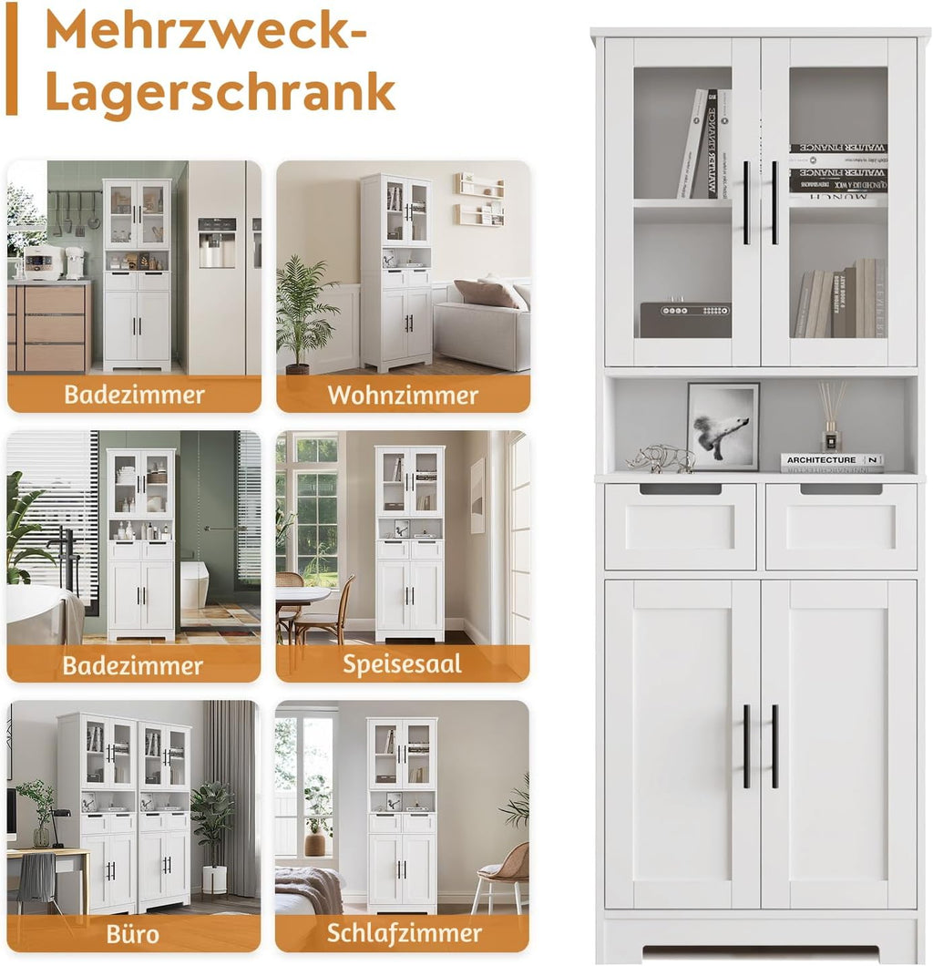 LEADZM Kitchen Cabinet Tall Cabinet with 4 Doors Buffet Cabinet for Kitchen Living Room Dining Room (4 Doors)