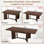 86 in Extendable Dining Table for 6 8 10 People,59"-86" Farmhouse Rectangle Extending Dining Table w/Removable Leaves Space Saving,Wooden Adjustable Tables for Kitchen Office Living Room (Brown)