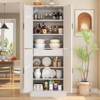 Unikito 71" Tall Kitchen Pantry Storage Cabinet with Farmhouse Barn Doors | Storage Drawer, Adjustable Shelves, Wooden Freestanding Cupboard, Versatile for Kitchen, Dining Room, Bathroom, Utility Room