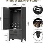 Baborokic Metal Wardrobe Cabinet with Hanging Rod,71" Armoire Wardrobe Closet with Adjustable Shelves,Farmhouse Steel Clothing Storage Cabinets for Bedroom,Office,Laundry Room Black