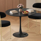 SoarFlash Black Round Dining Table, 24" Tulip Table 2 People Kitchen Dining Table for Living Room