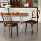 Giantex Dining Chairs Set of 4, Faux Leather Upholstered Armless Kitchen Chairs w/Hollowed Backrest, Padded Seat, Rubber Wood Frame, Farmhouse Side Chair for Living Room Restaurant, Walnut